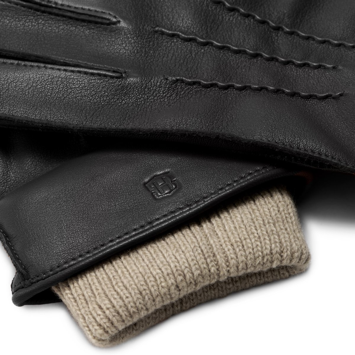 Zwarte Handschoenen van Schapenleer met Manchetten voor Touchscreens