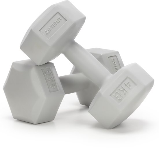 Actiget® Dumbbell Set - 4 KG - Lichtgrijs - Oefengewichten