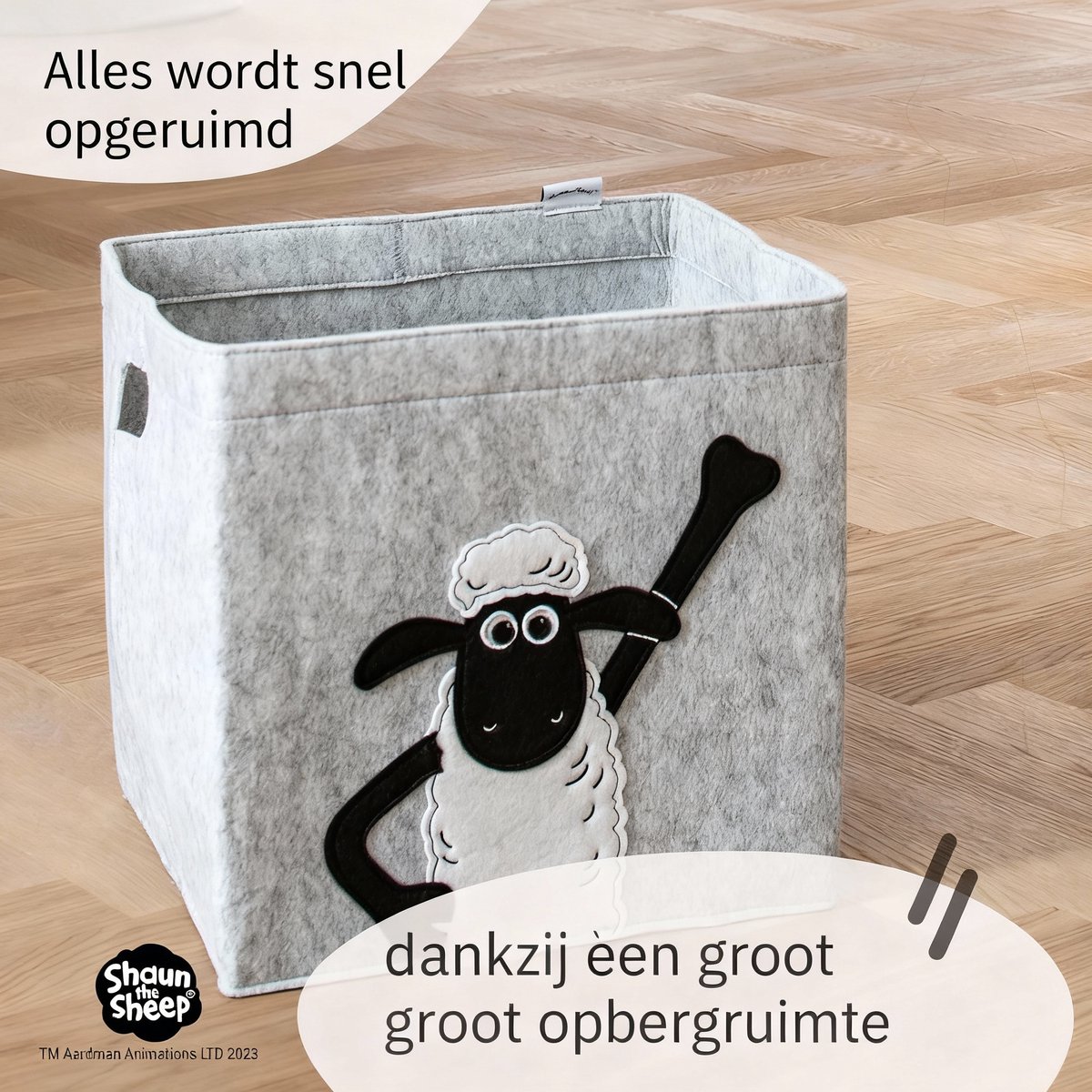 Opbergdoos van vilt compatibel met Kallax Shaun vuist omhoog Lifeney Shaun het schaap