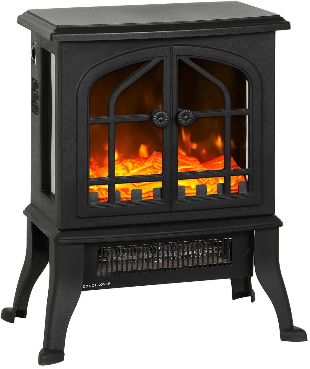 DIMICO - Staande elektrische kachel - Sfeerhaard elektrisch - 3D vlameffect - Zwart - 900/1800W - Verstelbare thermostaat