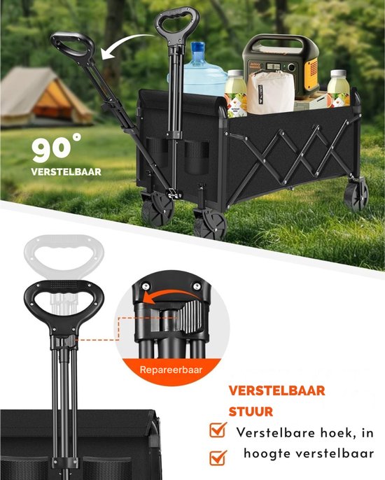 Core® Bolderkap Opvouwbaar Luchtbanden - Bolderkar - Bolderkar Opvouwbaar - Zwart - 74cm x 44cm x 95cm; 4.93kg van Merkloos — afbeelding 5