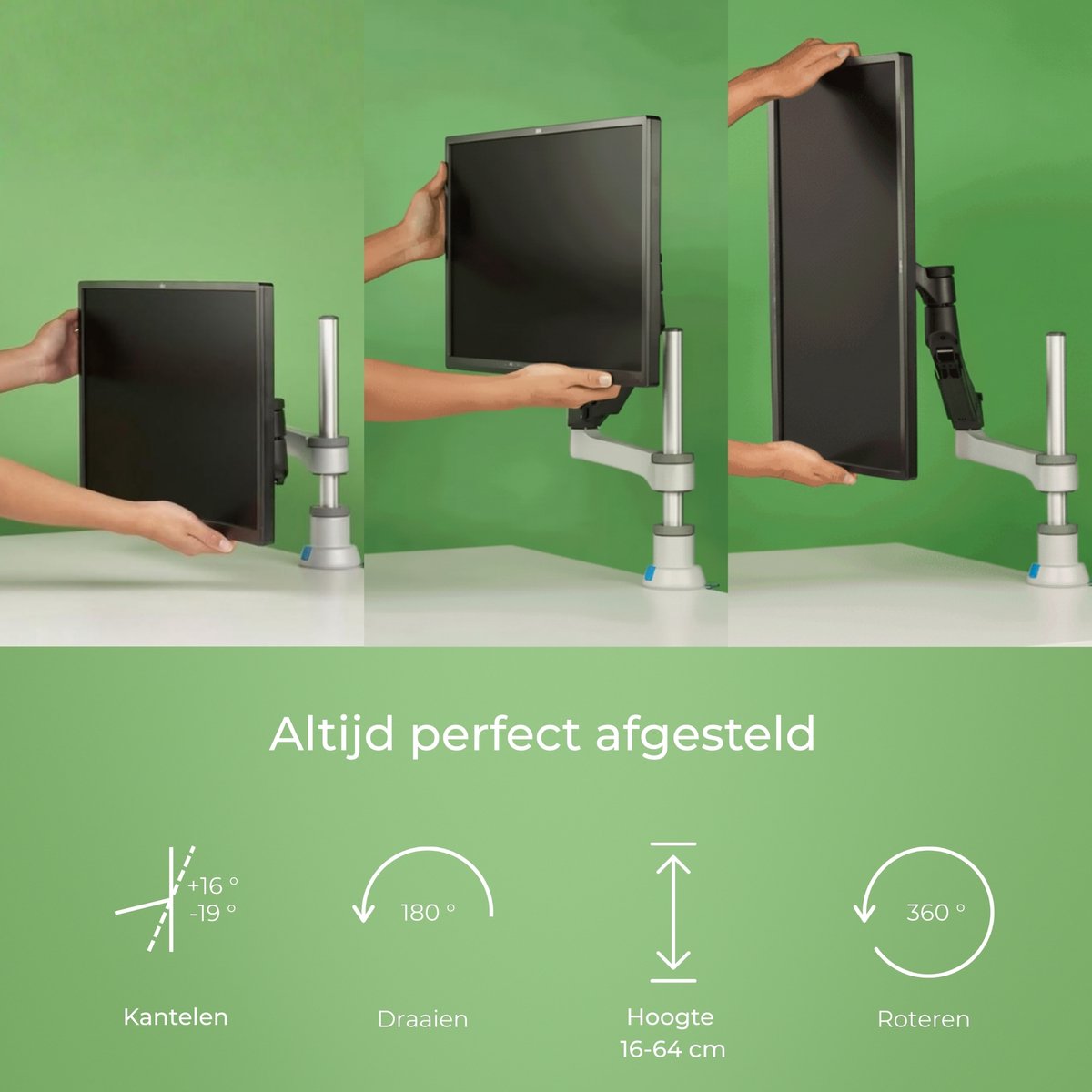 R-Go Zepher Monitorarm - Ergonomisch verstelbaar voor 1 scherm thumbnail 4
