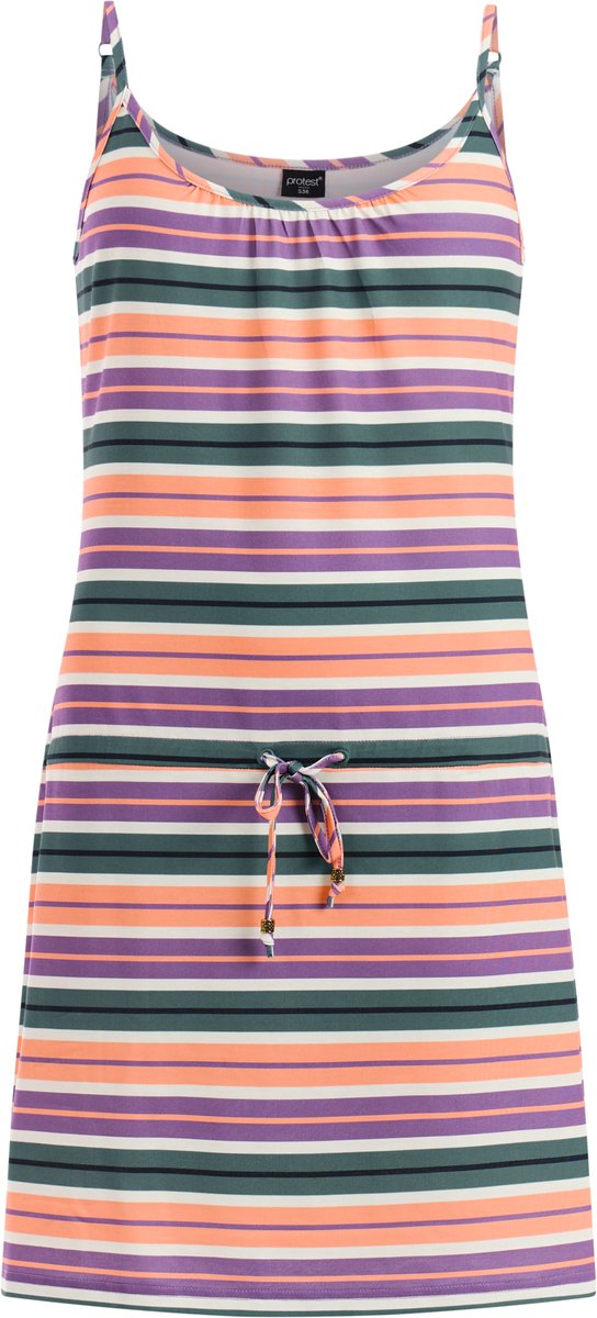 Protest PRTBounties Mini-jurk Dames Normale pasvorm Knielengte Spaghetti bandjes Crème Paars