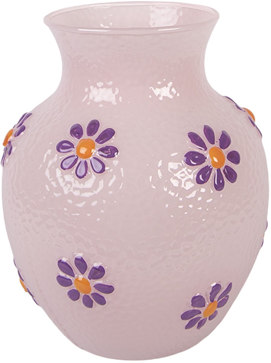 Vaas Ø 13x16 cm Roze Glas