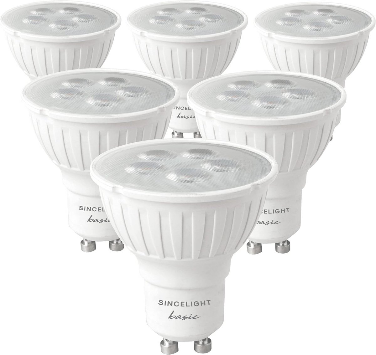 GU10 LED Reflectorlamp Set 6 Stuks 4W Warm Wit 2700K 250 Lumen Vervangt 25W Halogeen