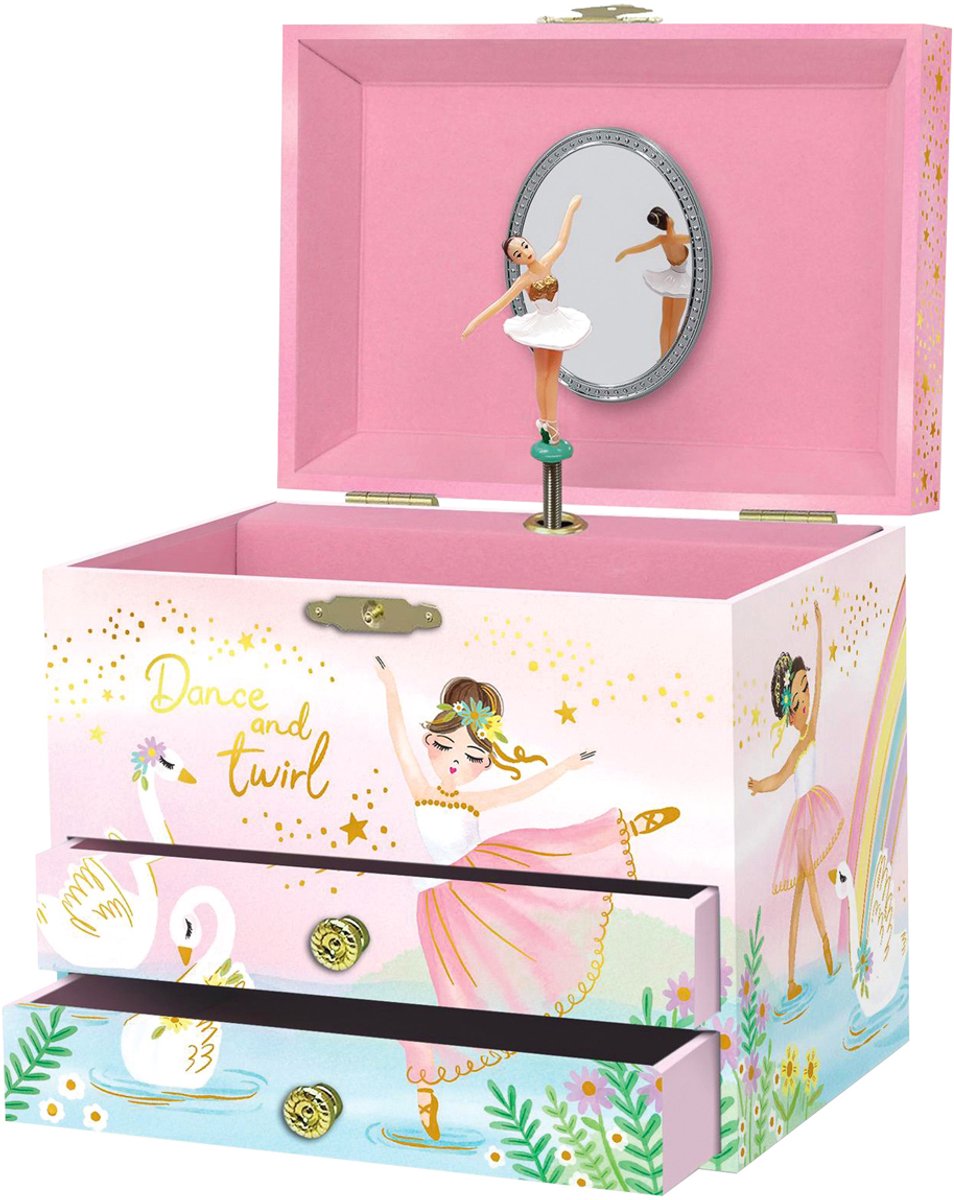 Giggle and Honey muziekdoos juwelen ballerina Swan Lake roze.