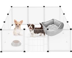 ACXIN - Klein Dierenren 145x75x48 cm XL Kunststof Hek Loopren Voor Konijnen En Cavia's Wit