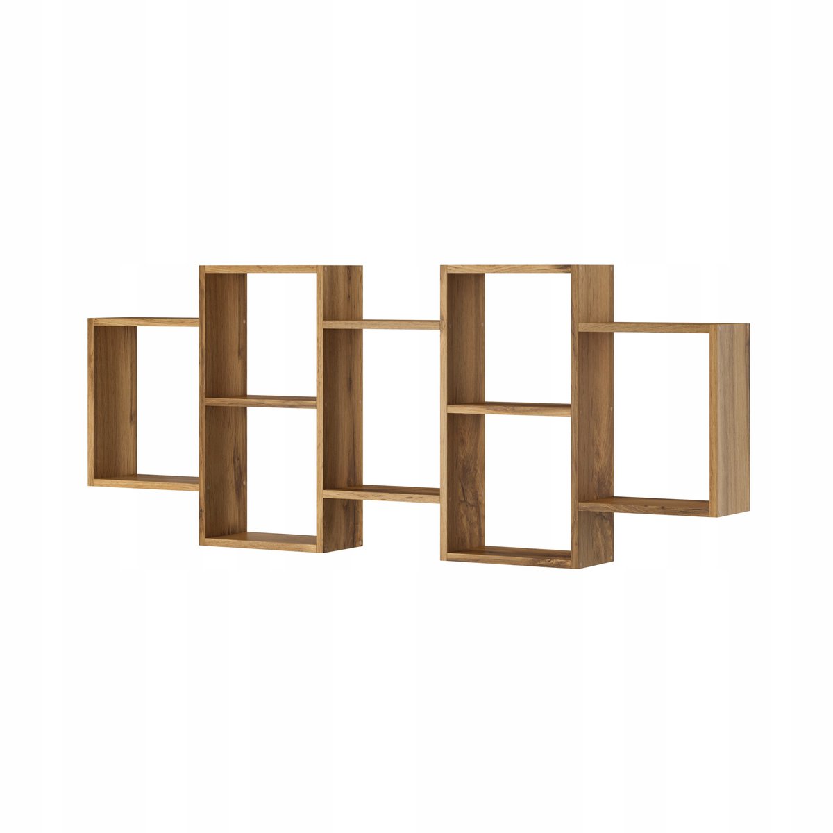 Bratex Trio 001 - Boekenkast & Wandplank - 161 cm breed - Wotan Eiken - 7 Vakken - Staand of Hangend