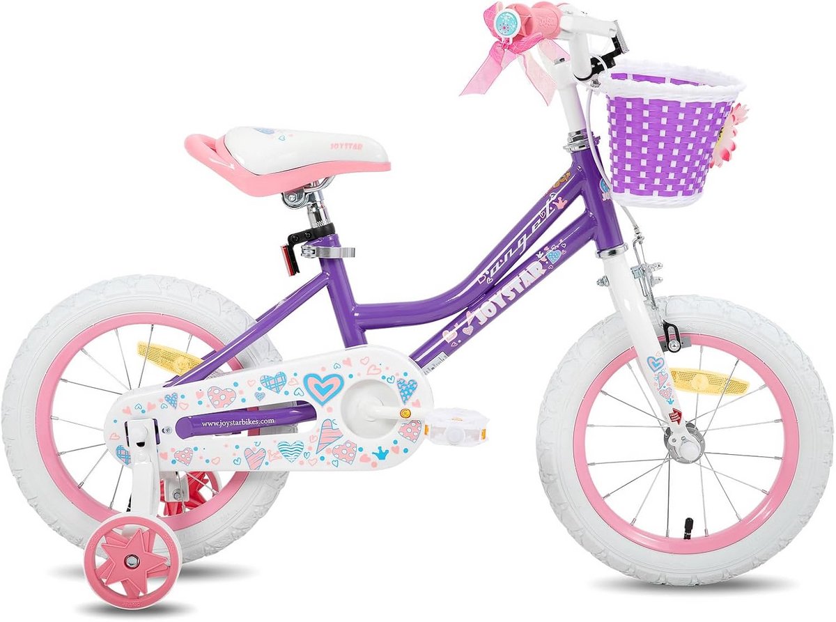 Kinderfiets Meisjes 14, 16, 18 inch met Zijwieltjes en Mand | Veilig Fietsen voor 3-9 Jaar