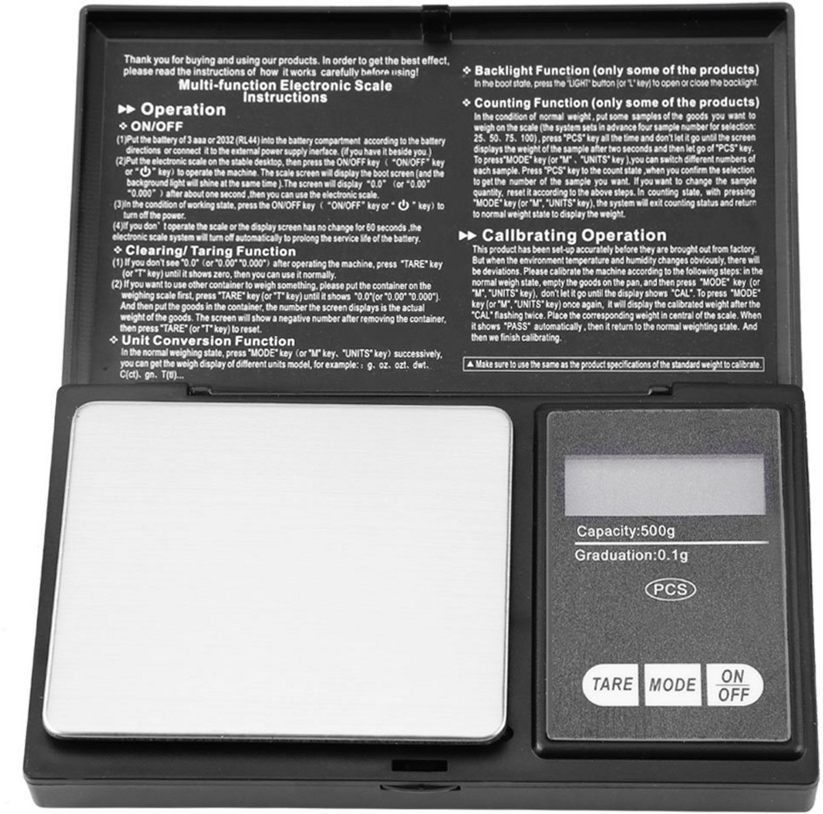 Digitale Mini Weegschaal - High Precision Zakformaat voor Sieraden en Kruiden, 500g/0.1g