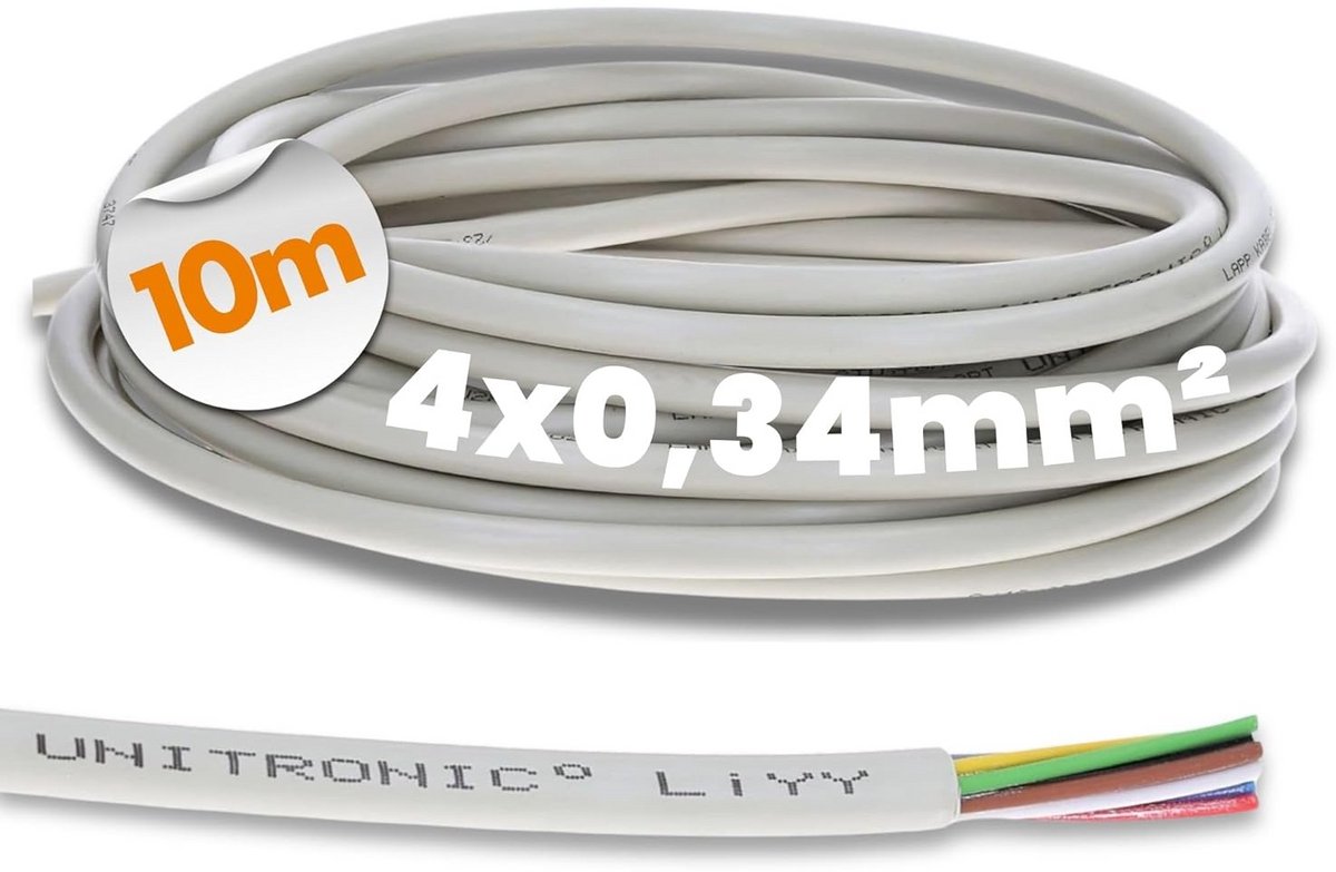 10 Meter Stuurkabel 4 Aderen 0.34mm² Dunne Signaalkabel voor LED en Printplaat