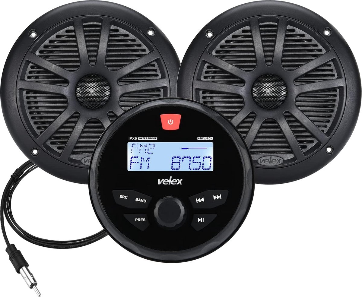 Waterdichte Marine Stereo Set met 2x 6.5 Inch Speakers, Bluetooth, DAB+ Radio en USB