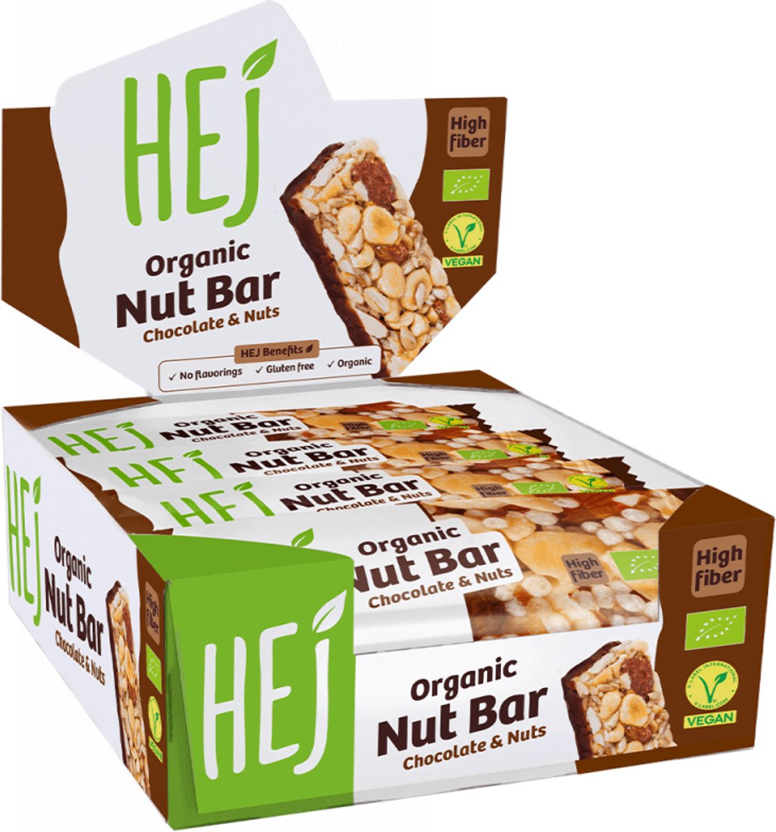 HEJ Natural Organic Nut Bar (12x40g) Chocolate & Nuts - Repen - Energie repen