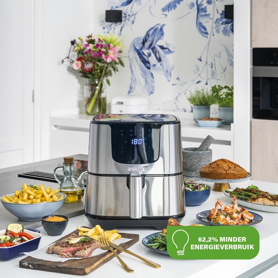 PRINCESS フライヤー Princess Airfryer Deluxe XXL - Heteluchtfriteuse - 5.5 liter - RVS