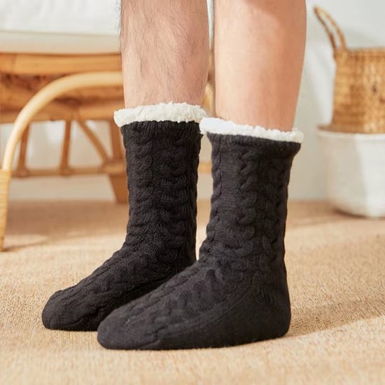 Thermische Herensokken - Winter Warme Antislip Pantoffelsokken - Verdikt Katoen en Fluweel - Marineblauw - Zachte Thuis Slaap Sokken - Korte Vloersokken - Comfortabele Huissokken met Antislip Zool van Merkloos — afbeelding 2