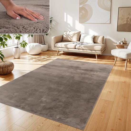 Paco Home Woonkamer tapijt kunstbont pluche hoogpolig shaggy zacht verkrijgbaar in verschillende kleuren 140x200 cm