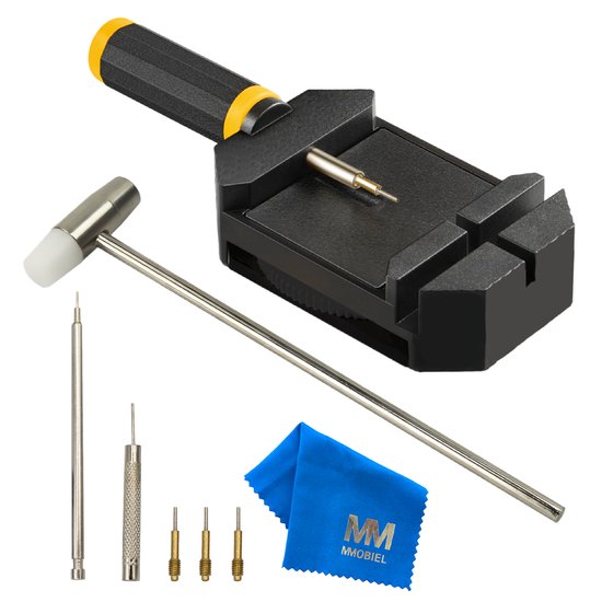cobee Horlogereparatieset met veerpengereedschap, 14 stuks horlogebandpennen (18/20/21/22/23/24/25 mm) en horlogereinigingsdoek voor het instellen van de armband