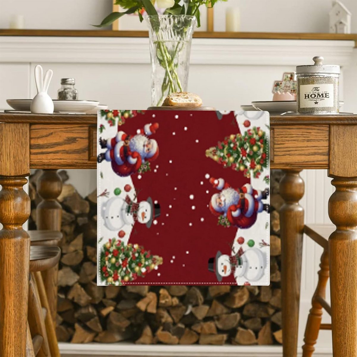 Kersttafelloper Sneeuwpop Design 180 cm - Tafeldecoratie voor Binnen en Buiten