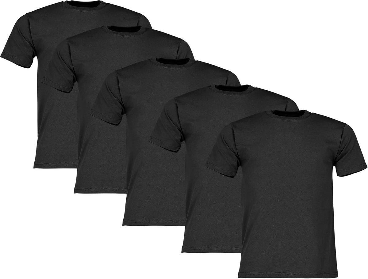 Set van 5 Katoenen Heren T-shirts - Diverse Kleuren en Maten S t/m 3XL