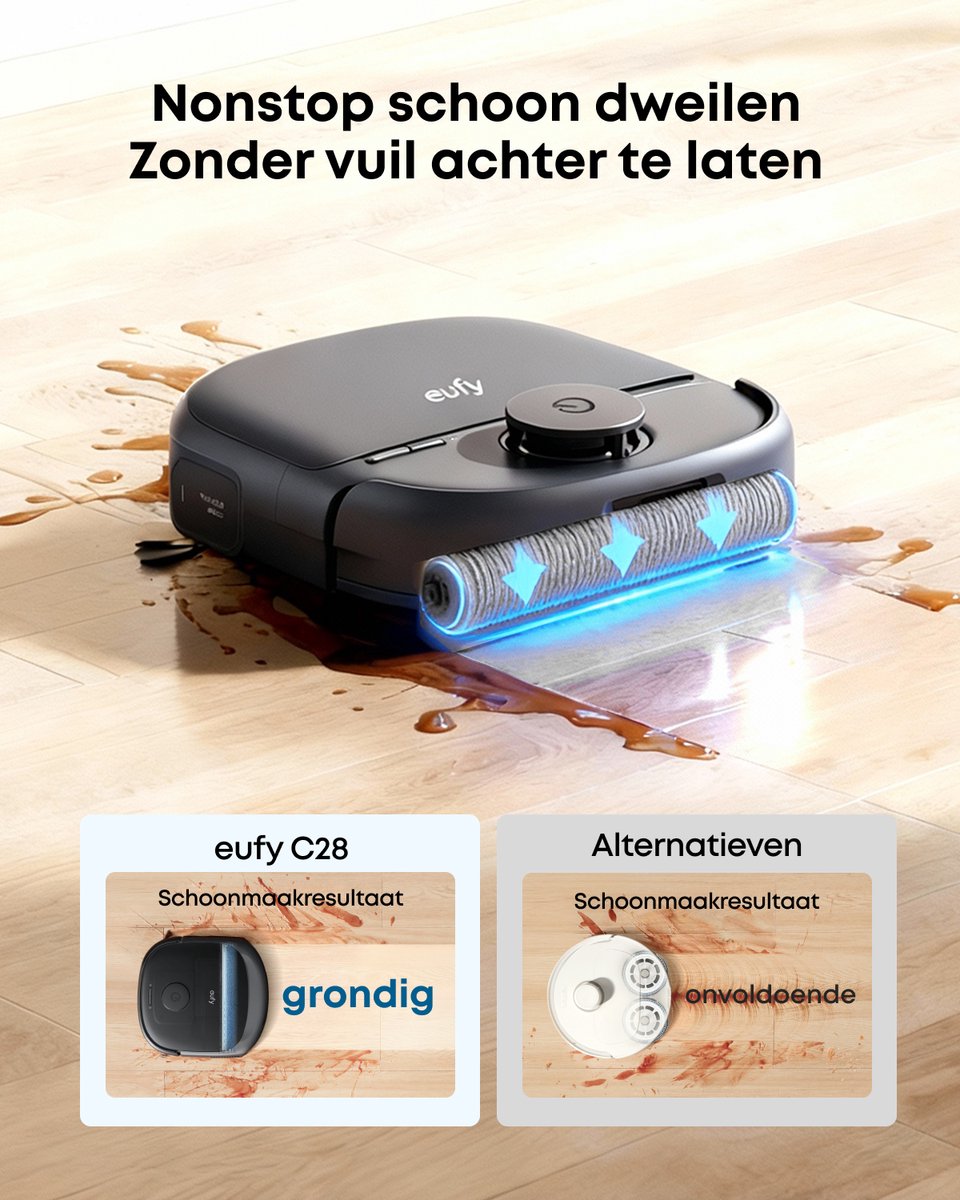 eufy Nieuw 2026 Robotstofzuiger met Dweil C28 Omni, HydroJet-zelfreinigende Dweilrol, Upgrade van X10 Pro, 15.000 Pa Zuigkracht, Alles-in-één Station, Automatisch Dweilen en Drogen, AI-obstakeldetectie — afbeelding 7