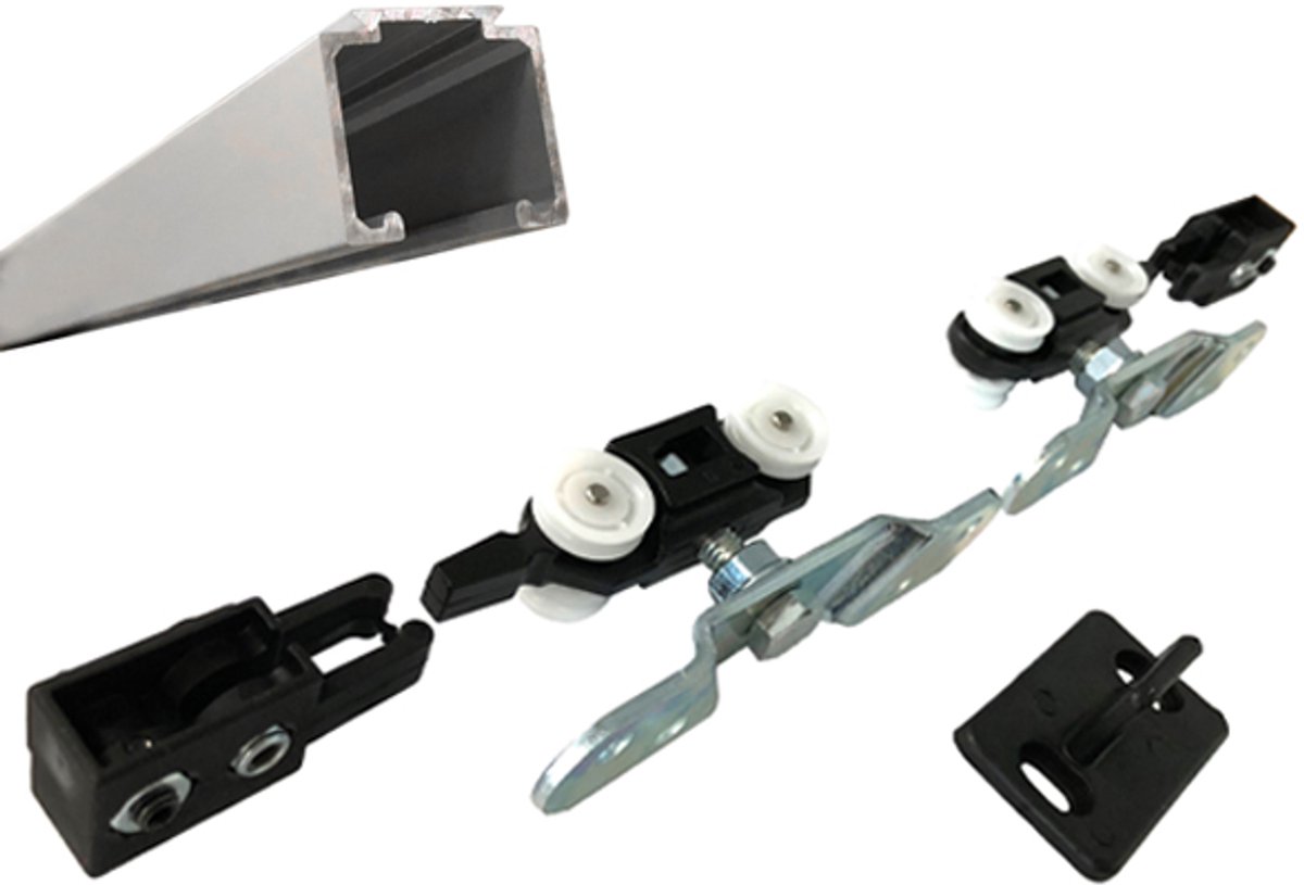 Schuifdeurset 0400 met rail 1,6 m - max. deurgewicht 40 kg - merk Krona Koblenz - voor deurbreedte tot 83 cm