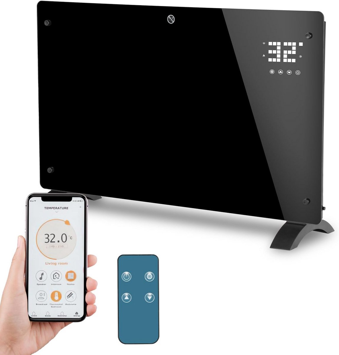 Stil Elektrisch Paneel Radiator met Wifi Besturing - 2000W Glas Verwarming voor Thuis