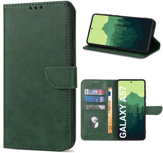 Solidenz Hoesje - geschikt voor Samsung Galaxy A57 Bookcase - Telefoonhoesje met Pasjeshouder - Groen