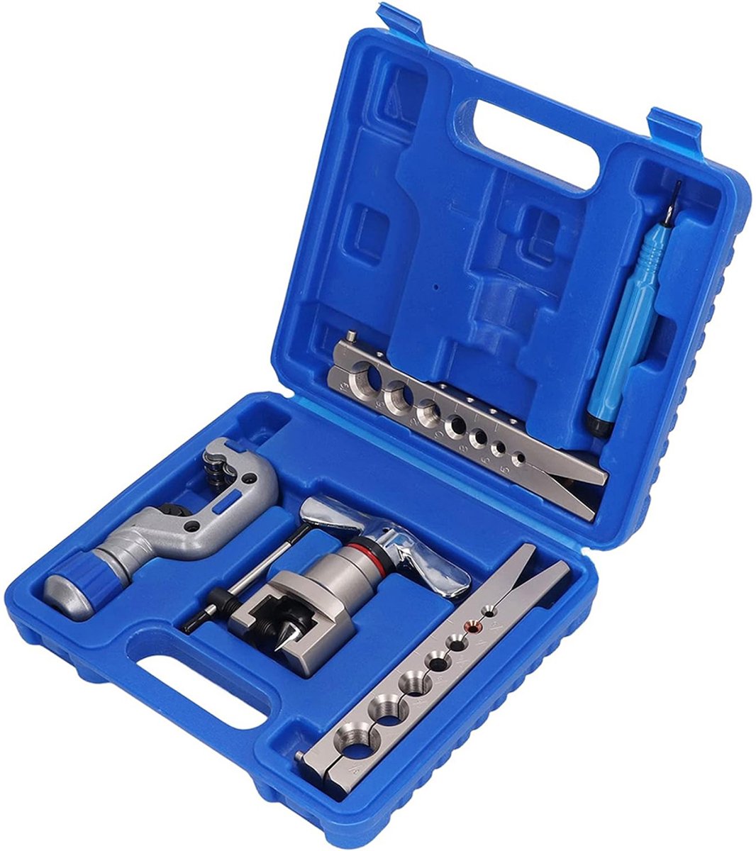 Homtas Remleidingen Felsset - Flare leiding Koel/rem gereedschap set - met pijpsnijder - Buissnijder Set Deluxe - Buissnijder Metrische (5 - 19 mm)