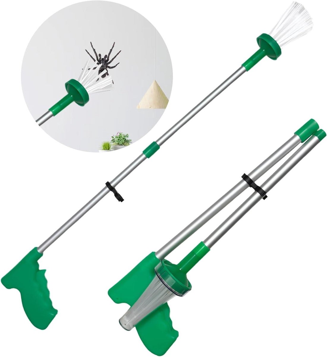 Extra lange spinnenvanger met klapgreep - opvouwbaar voor veilig vangen en verwijderen van spinnen - ca. 83 cm - inclusief wespen en kakkerlakken