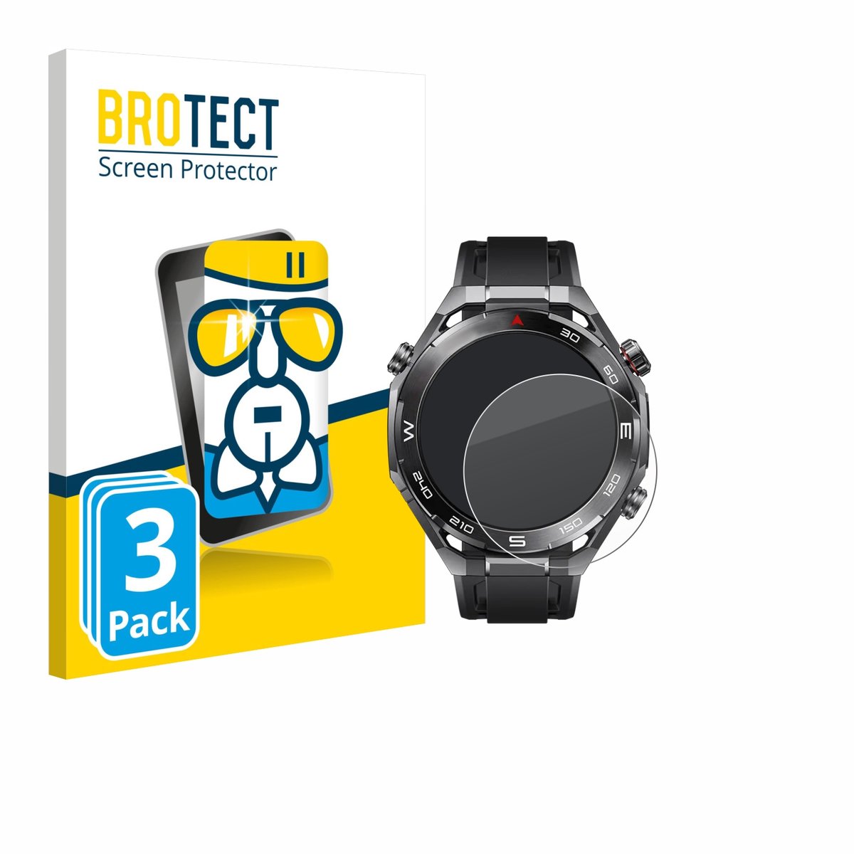 Screenprotector 3 Stuks voor Huawei Watch Ultimate 2 Black Beschermglas transparant