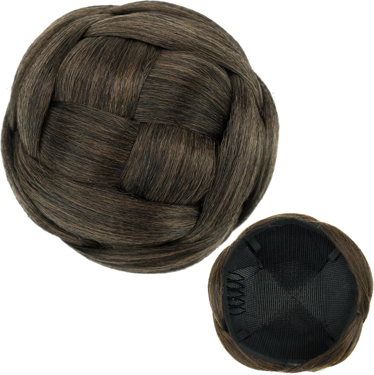 Gevlochten Haar Scrunchie Donut voor Chignon en Opgestoken Kapsels Mixbruin