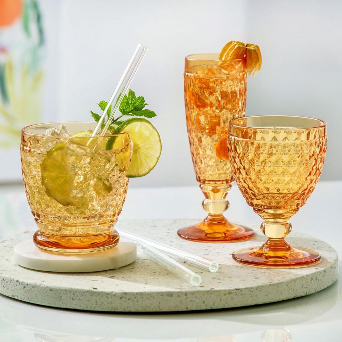 Witte wijnglas Saffraan 125 ml - Kristalglas met Facetpatroon