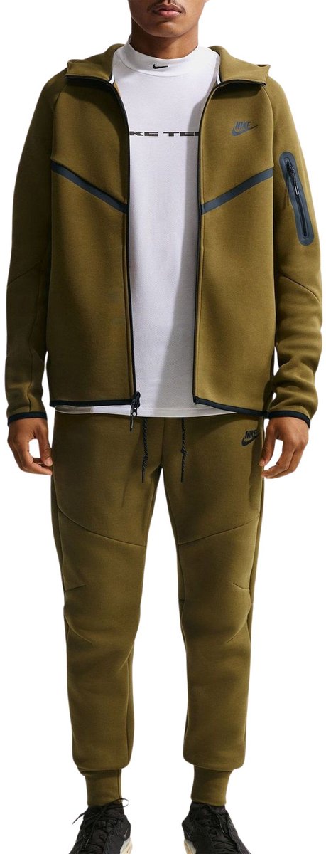 Nike Tech Fleece Hooded Sweatvest Heren Olijfgroen