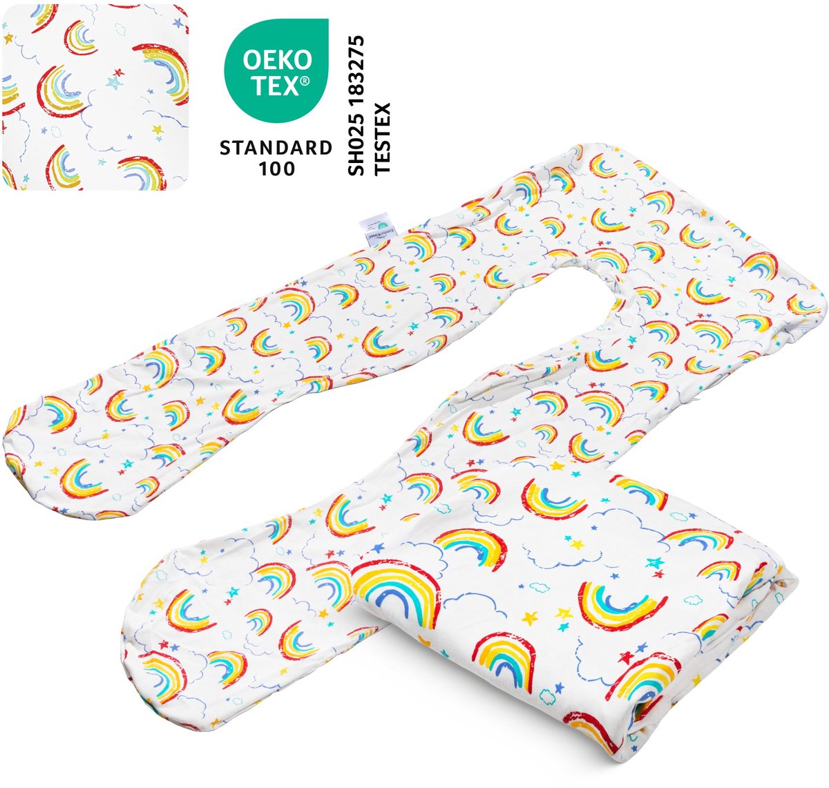 Vervanghoes Kinderkussen - Kussensloop - Regenboog - Ademend Katoen - Vochtregulend - Zweetabsorberend