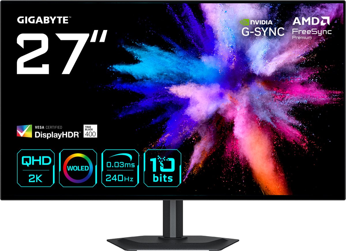 GIGABYTE GO27Q24G computer monitor 68,6 cm (27") 2560 x 1440 Pixels Quad HD OLED Zwart