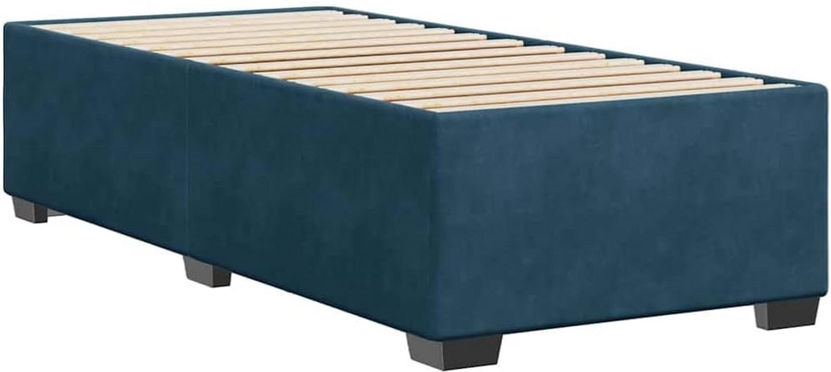 Eenpersoons Bedframe Fluweel Blauw 90x200 cm met Lattenbodem