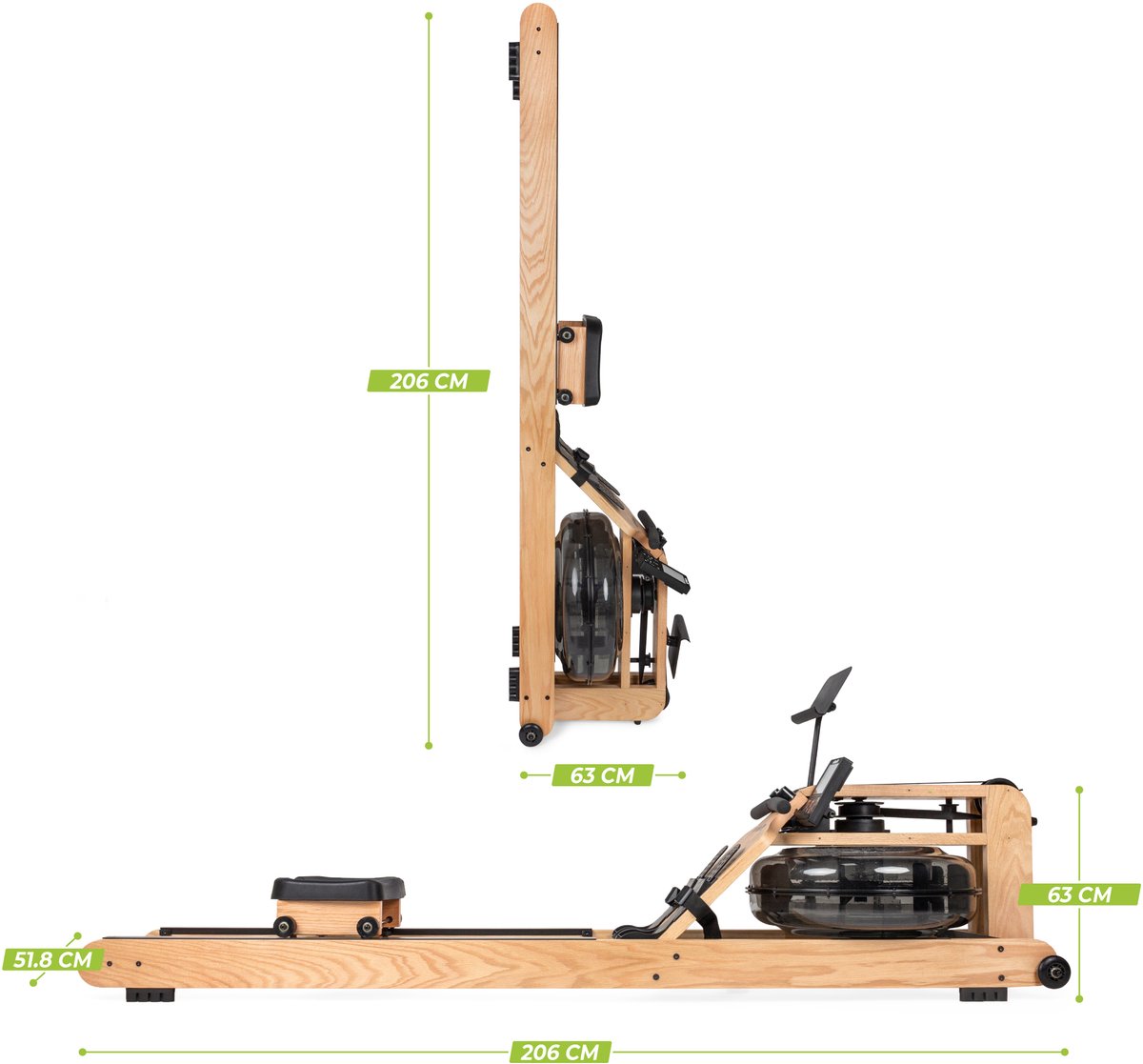 VirtuFit Elite Roeitrainer Waterweerstand Eikenhout Bruin - afbeelding 3