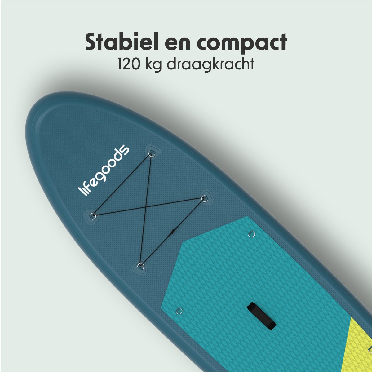 LifeGoods SUP Board Allround Compact - met Zitje - 120 KG Draagkracht - 300 x 76 cm - Opblaasbaar - Compleet SUP pakket - Cyaan/Donkergroen – foto 5