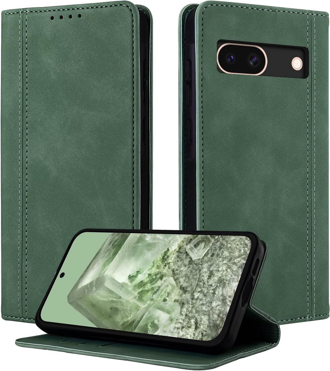 Leren Wallet Telefoonhoesje met Kaartsleuven voor Google Pixel 8A