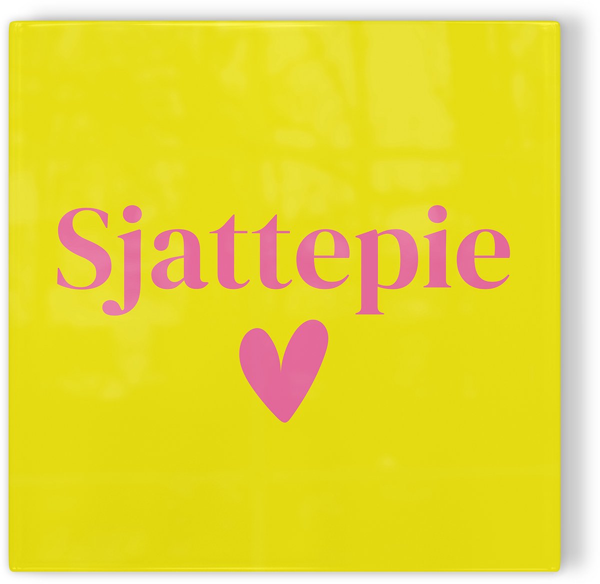 Tegeltje Maastricht Sjattepie - geel roze - tegeltje stad - tegeltje met tekst
