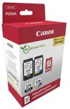 Doos met Canon Pixma inktcartridges, PG-575 zwart en CL-576 kleur, met 50 vellen fotopapier.