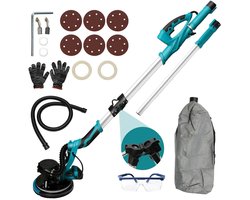 Sensova - Schuurmachine 1250W met LED Licht en Stofafzuiging - Gipsplaten Muur en Plafond Schuren – 5 Snelheden 800-1800 RPM - Uitschuifbare en Opvouwbare Steel - Inclusief 6 Schuurvellen - Professionele Polijstmachine 220V