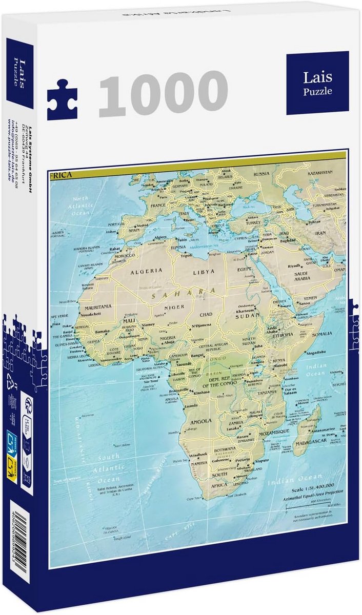Puzzel Afrika Kaart 1000 Stukjes - Educatief en Uitdagend