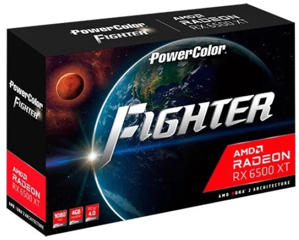 Radeon RX 6500 XT 4GB GDDR6 Grafische Kaart PowerColor Fighter Dual Fan Koeling PCIe 4.0 Full HD Gaming - Afbeelding 4