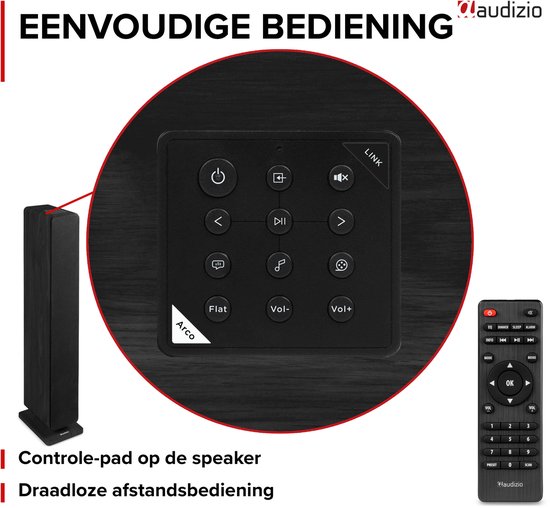 Actieve speakerset - Audizio ARCO HiFi speakers - Vloerstaande speakers met Bluetooth - 320W - Zwart — afbeelding 5