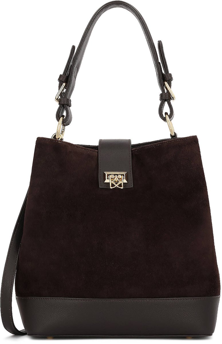 Dark brown monogrammed handbag