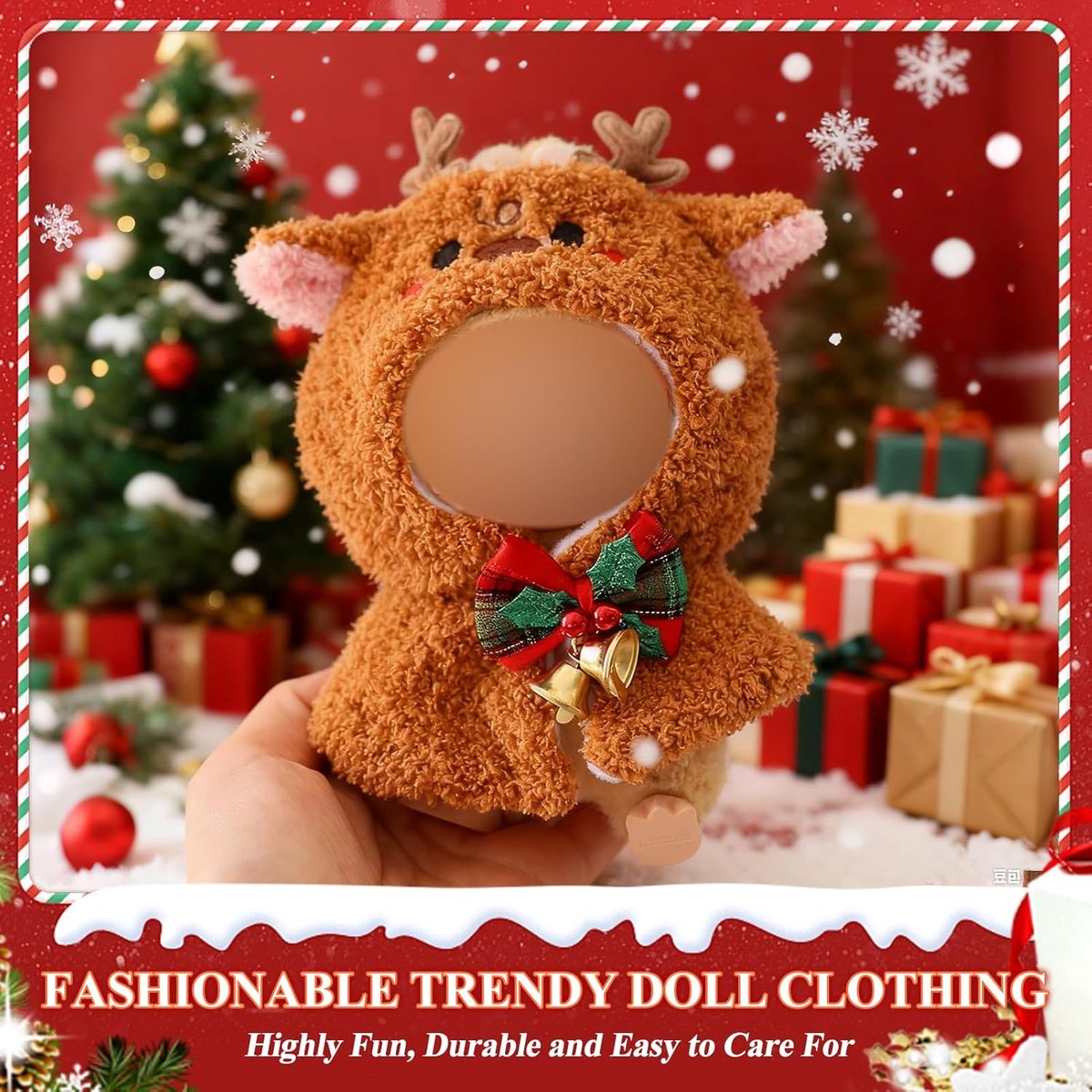 EIH1 Kledingset Voor 17 Cm Knuffels En Poppen – Schattig Kerstoutfit – Makkelijk Aan En Uit Te Trekken – Perfect Als Cadeau Voor Kinderen