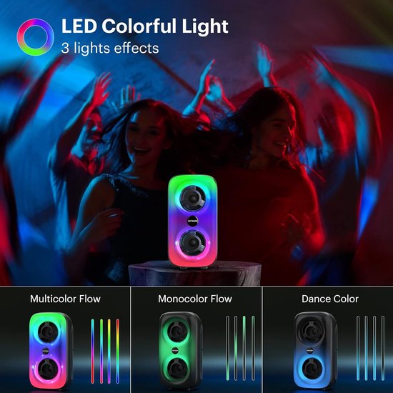 Draagbare Bluetooth Speaker met LED Licht en TWS Stereo Functie — afbeelding 3