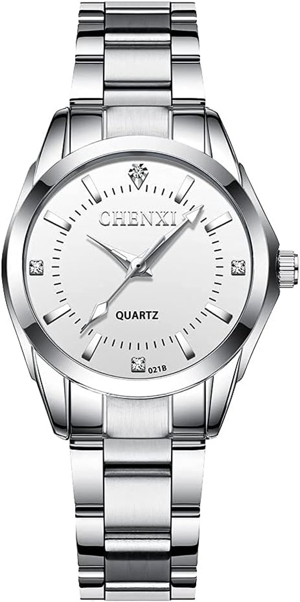 Dames Horloge Roestvrij Staal Zilver Quartz Analoge Polshorloge