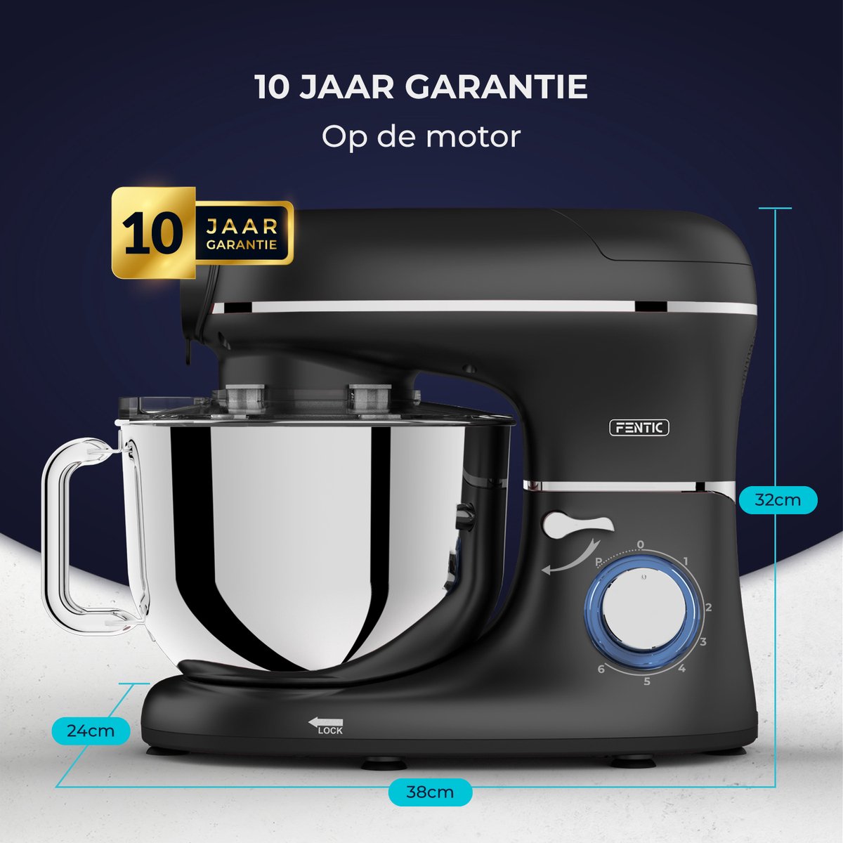 Fentic Keukenmachine – 2000W – Keukenrobot – Foodprocessor - 6,2L Mengkom – Incl. Vleesmolen, Blender en extra Accessoires – Zwart — afbeelding 7